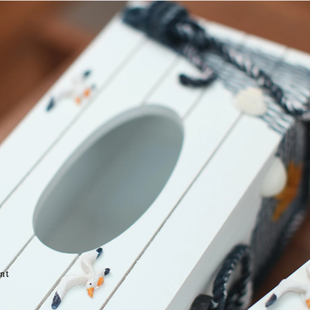 

Wooden Tissue Box Mediterranean Style Home Office Decor Desktop Storage Wear Resistant Classic Pattern Household Hotel