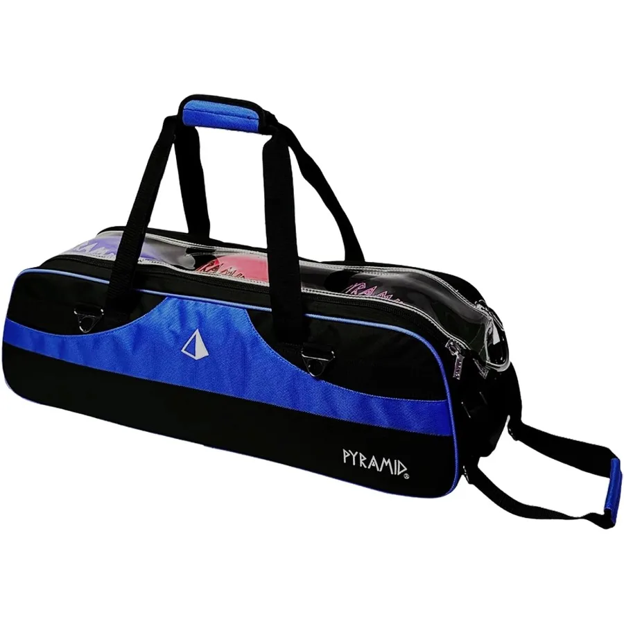 

Lightweight Pyramid Path Slim Triple Tote Roller Bowling Bag with Large Side Accessory Pockets Designed for Travel and Easy Acc