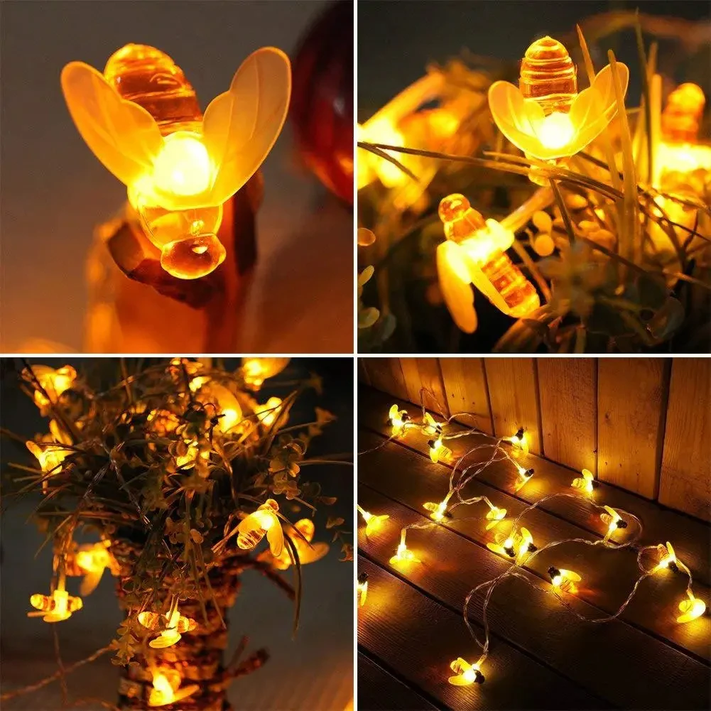 Solar String Light Cute Honey Bee Led String Fairy Light 5m 20leds Bee Outdoor Garden Wedding Patio Party Decorate Home Bedroom