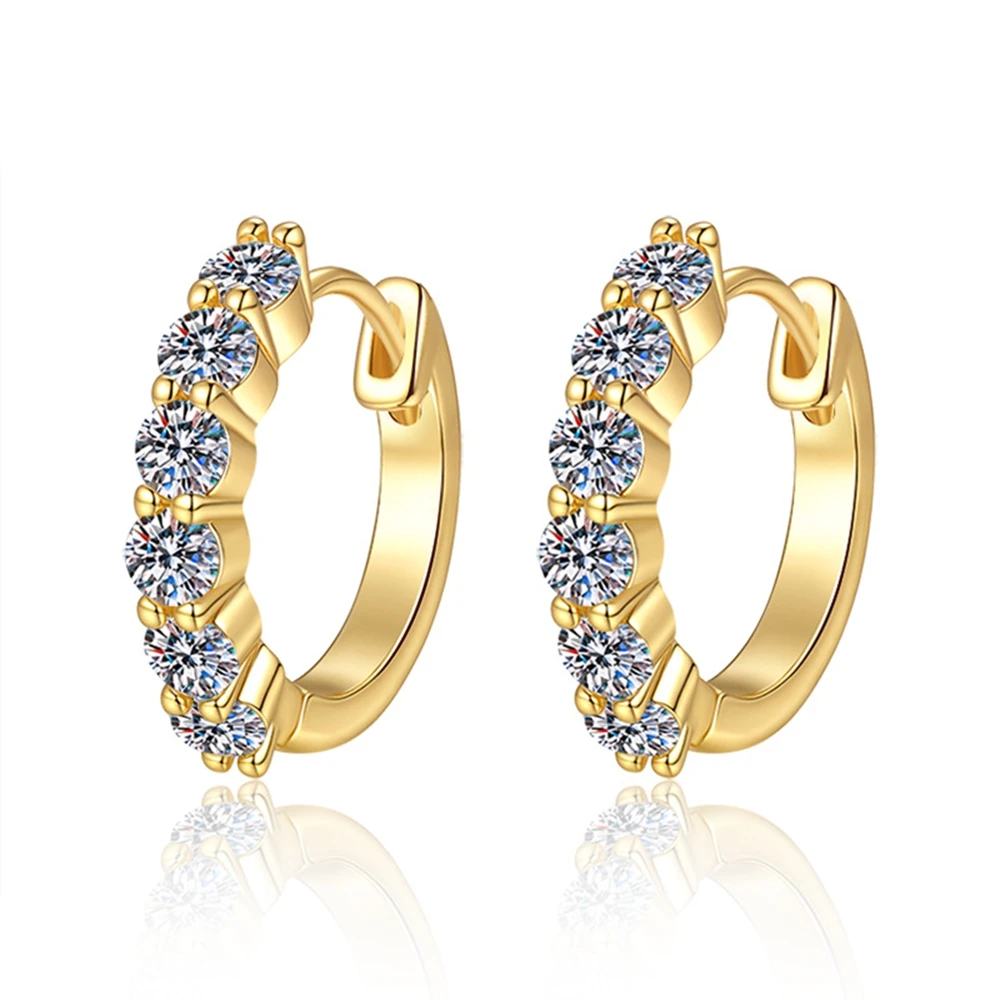 3MM D Color Moissanite Earrings S925 Sterling Silver Plated with 18K Gold Ear Studs for Woman Party Jewelry Gift