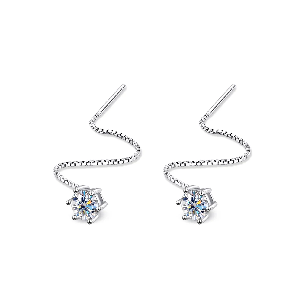 OEVAS 100 % 925er Sterlingsilber, 2 Karat Moissanit-Tropfenohrringe für Damen, lange Quastenohrringe, Hochzeit, Party, luxuriöser edler Schmuck, Geschenk
