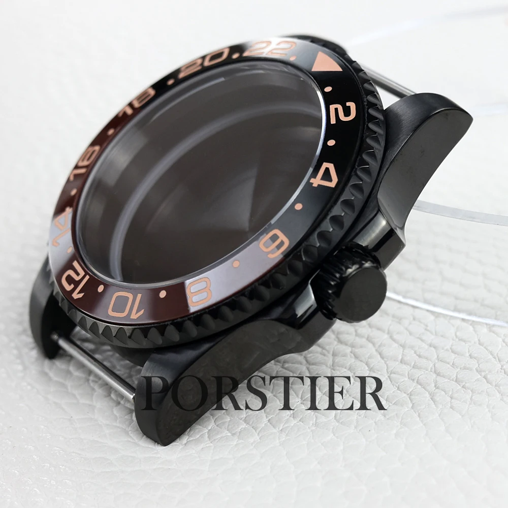 40mm NH35 Watch Case Black PVD for Yacht-master NH35 NH36 movement 28.5mm Dial Sapphire Glass Stainless steel SUB GMT Watch Case image 3