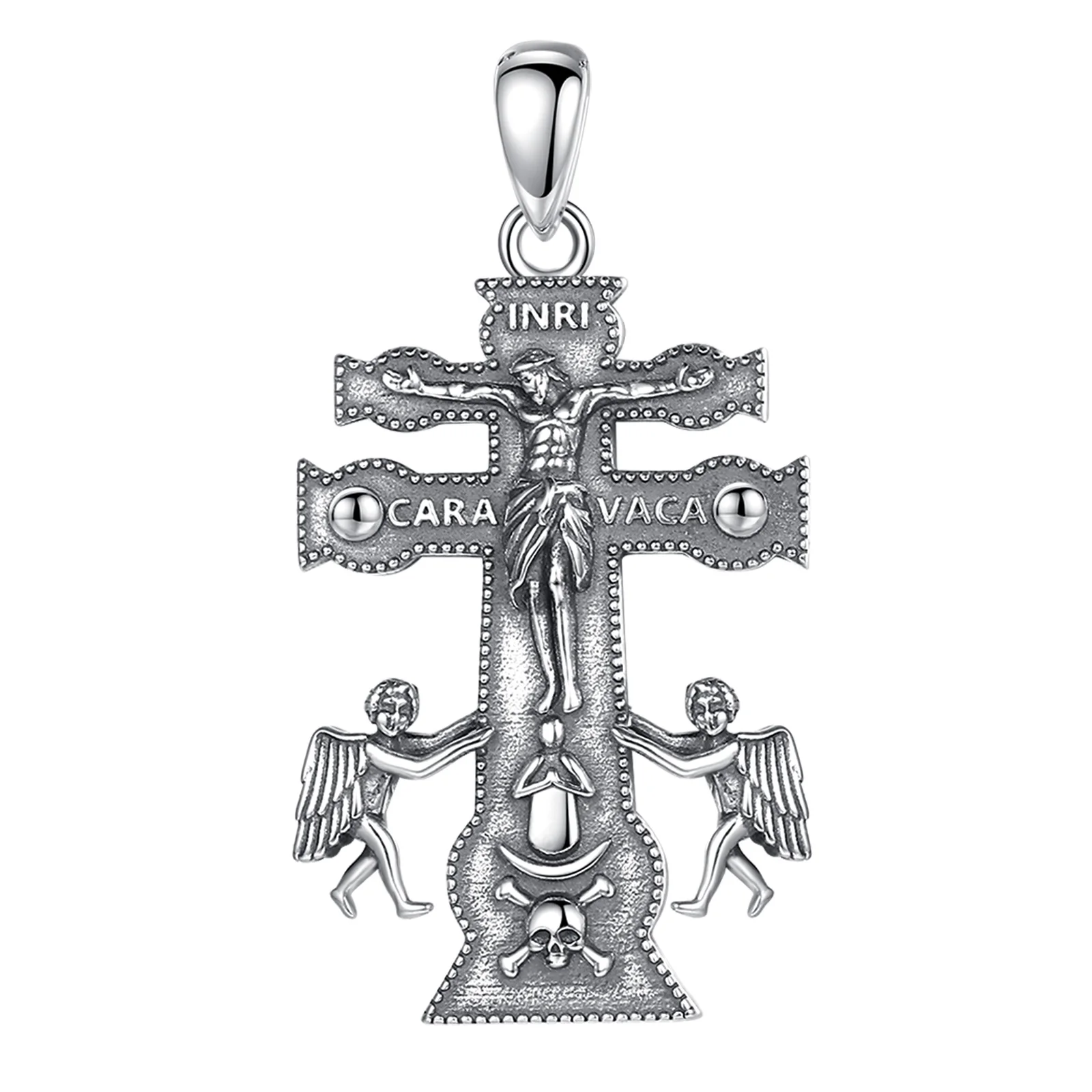 Caravaca Kreuz Schmuck Eudora 925 Sterling Silber Kreuz Halskette für Mann Frau Engel Christian Persönlichkeit Anhänger Bankett Geschenk