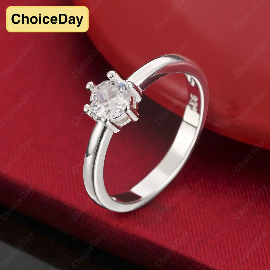 ChoiceDay أنيقة 925 فضة 7-10 رائعة الزركون خاتم المرأة مجوهرات مزاجه اكسسوارات الحفلات هدية