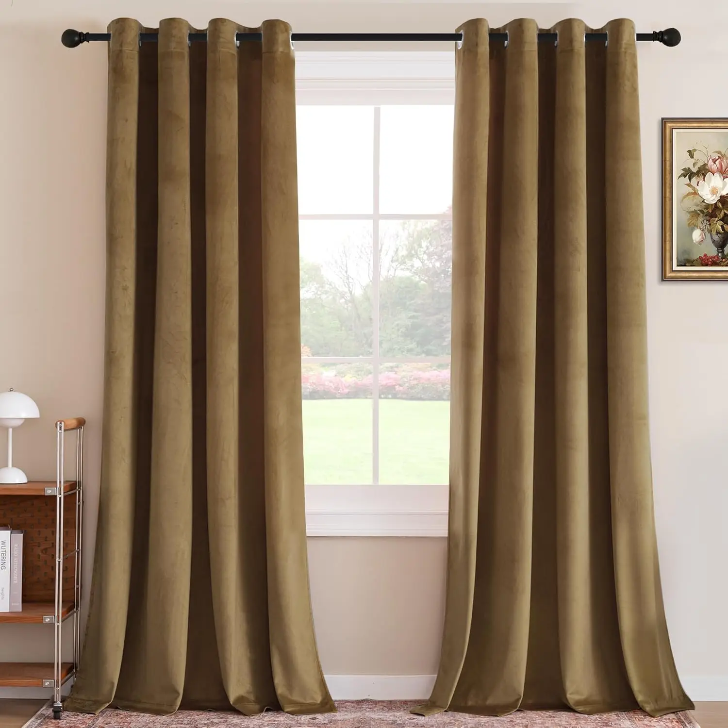 

Velvet Curtains for Living Room 108 Inch Length 2 Panels Luxury Thermal Insulated Window Drapes for Bedroom Vintage Wall