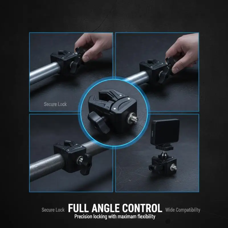 1Pcs Photography Equipment Accessories Adjustable Mounting Clamp With 1/4inch Screw Hole 15-45mm Adjustable Jaw