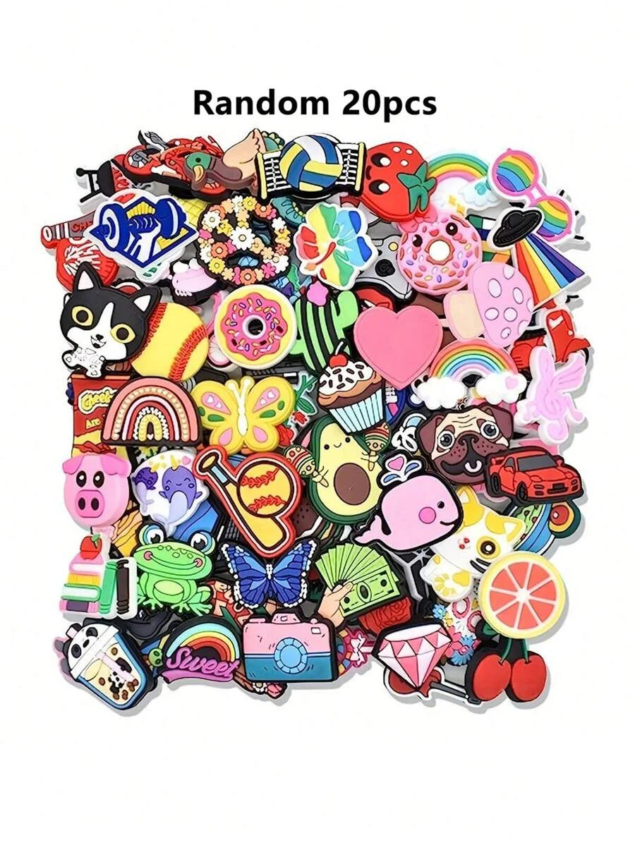 20st cartoon willekeurige schoen decoraties accessoires bedels voor klompen bubble slides sandalen, cadeau idee voor verjaardag Kerstmis