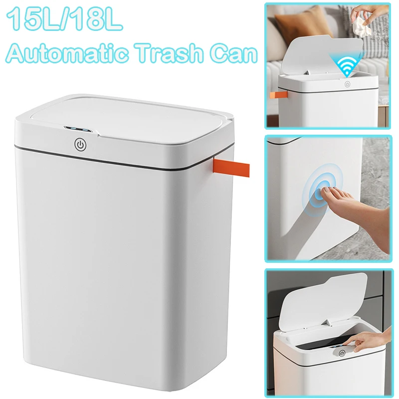 Induction Type Trash Bin Automatic Smart Touch Sensor Trash Can Bathroom Kitchen No touch Garbage Bin Large Capacity Trash Can