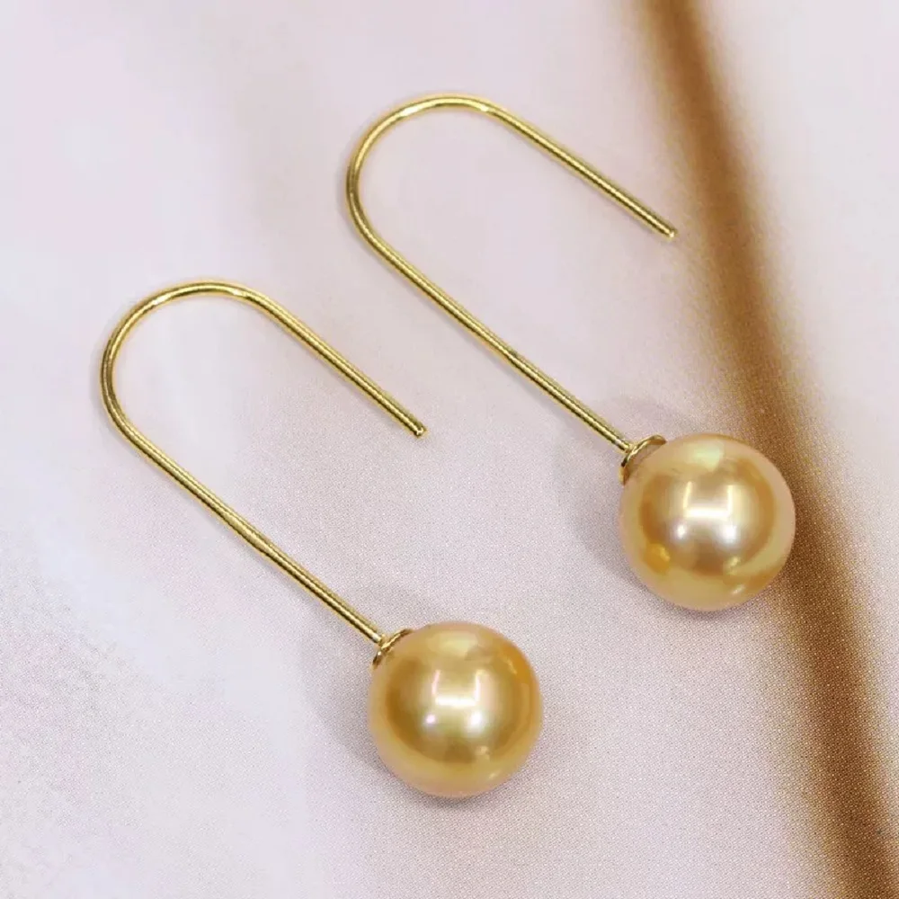 Natural pearl ear hook earrings AAAA9-10mm fashionable and simple women's earrings 925s