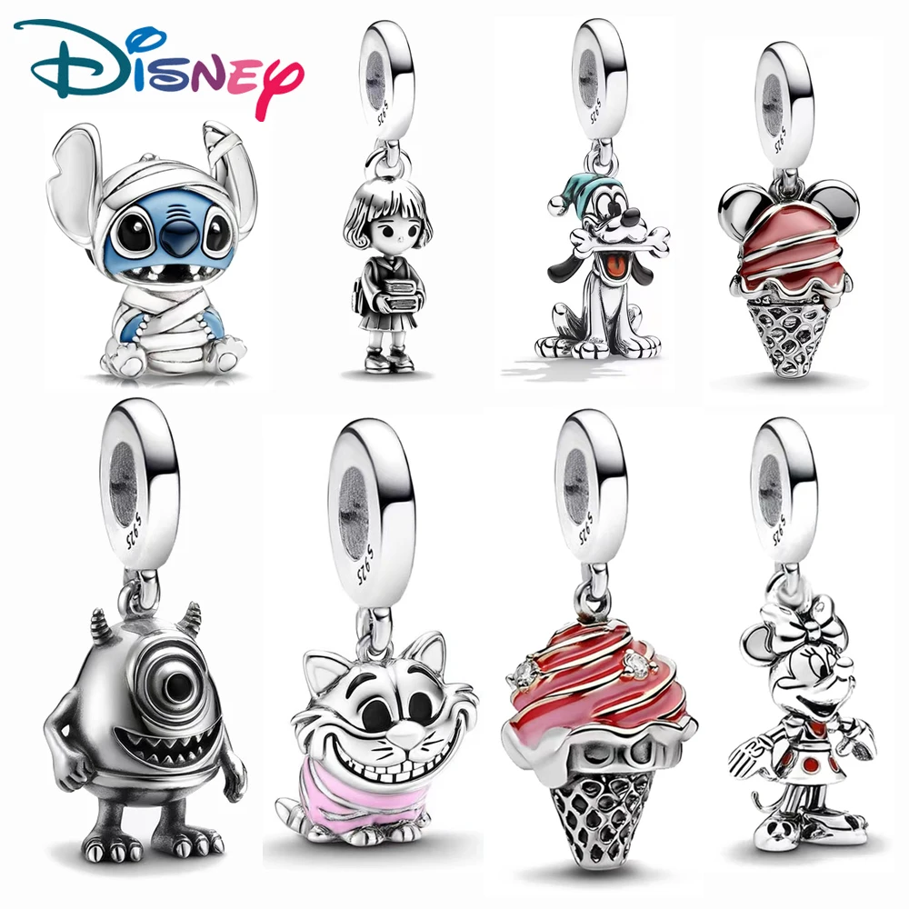

MINISO Disney Mummy Stitch Bruton Mickey Ice Cream Fit Bracelet Necklace Trinket For Women Pendant Original 925 Silver Jewelry