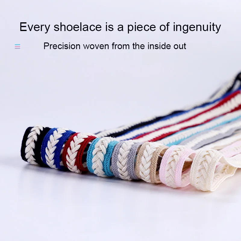 Flat Wheat Ear Shoelaces for Sneakers Twist Braids Marshmallow Colorful Shoelace Cotton CanvasTextured Weave Classic Shoes Laces