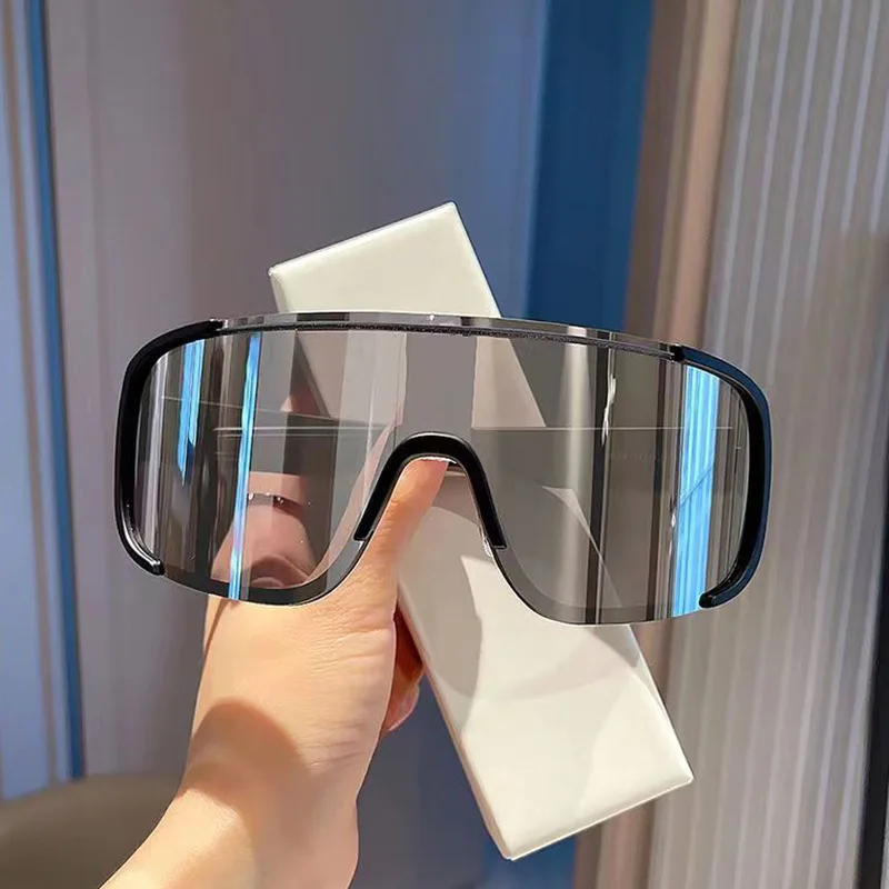 نظارات شمسية كبيرة ملفوفة للرجال والنساء، نظارات واقية من الشمس النيون لركوب الدراجات، ظلال تزلج 80s 90s، نظارات ركوب الدراجات، مقاومة للرياح #1