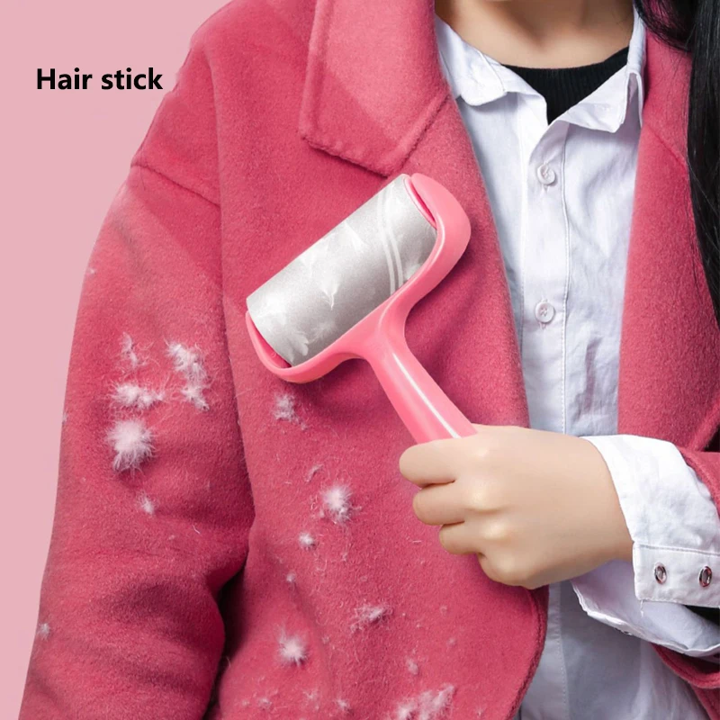 Hair attachment hand-operated roller brush for removing hair and lint from clothes - detachable hair attachment paper roll for a
