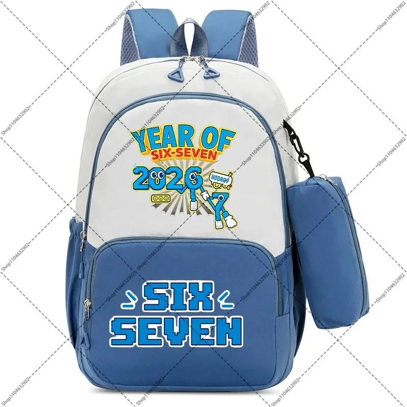 2026 2pcs Steal A Brainrot Backpacks Pencil Case 67 Six Seven Student Cartoon Printed School Bags Boys Backpack Birthday Gifts