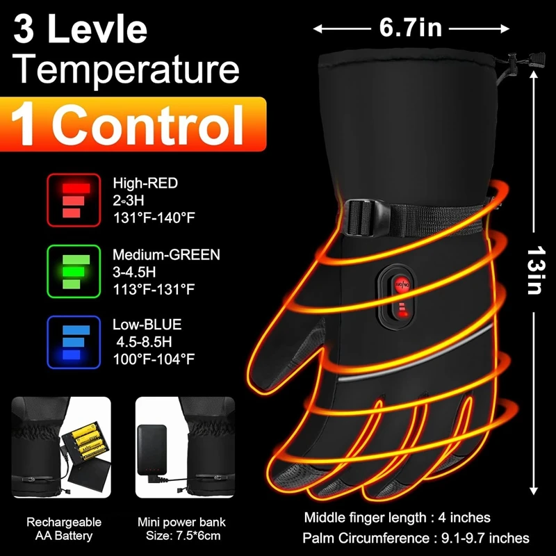 電気温水ハンドウォーマー,タッチスクリーン手袋,電池式,防水,屋外作業,使いやすい,冬
