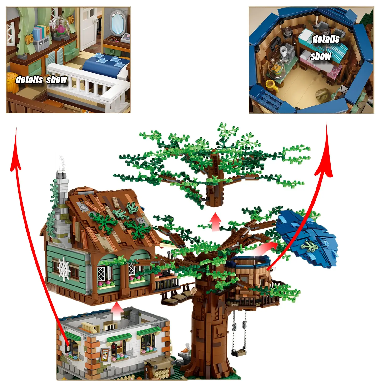 4761 pièces maison d'arbre briques jouets vue sur la rue modèle garçons créatif bricolage forêt maison Mini blocs de construction ensemble cadeaux pour adultes adolescents