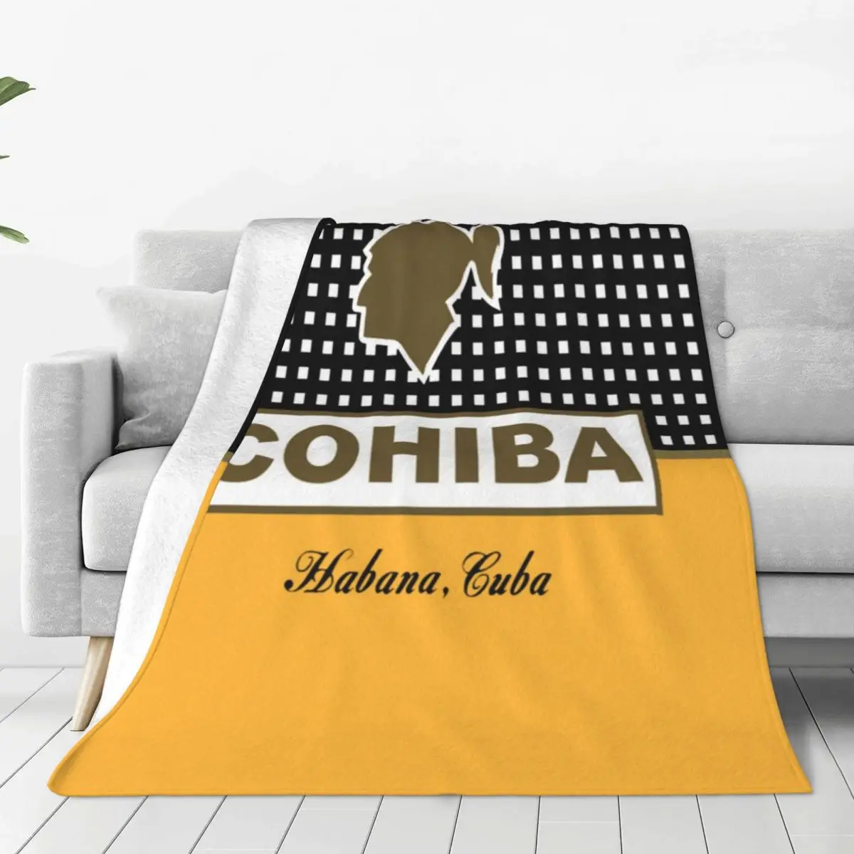 Cuban Cohiba Habana Soft Warm Blanket Yellow Airplane Travel Throw Blanket Winter Novelty Flannel Bedspread Sofa Bed Cover