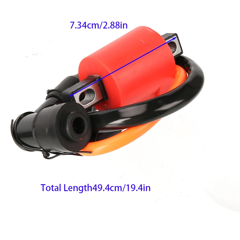 Bobina de Ignição de Alta Voltagem com Conector Reto e Tampa Preta para Motocicletas CG125 CG150 CG200 CG250 125cc-250cc, ATVs e Motos Off-Road