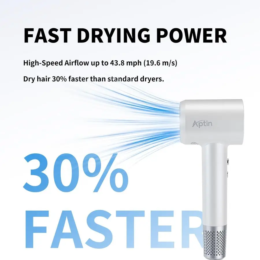 Hair Dryer 110K RPM 1250W Fast Drying, 200M Negative Ion Care, Dual Overheat Protection, AntiStatic Low Noise, 2 Heat amp 2 Spee