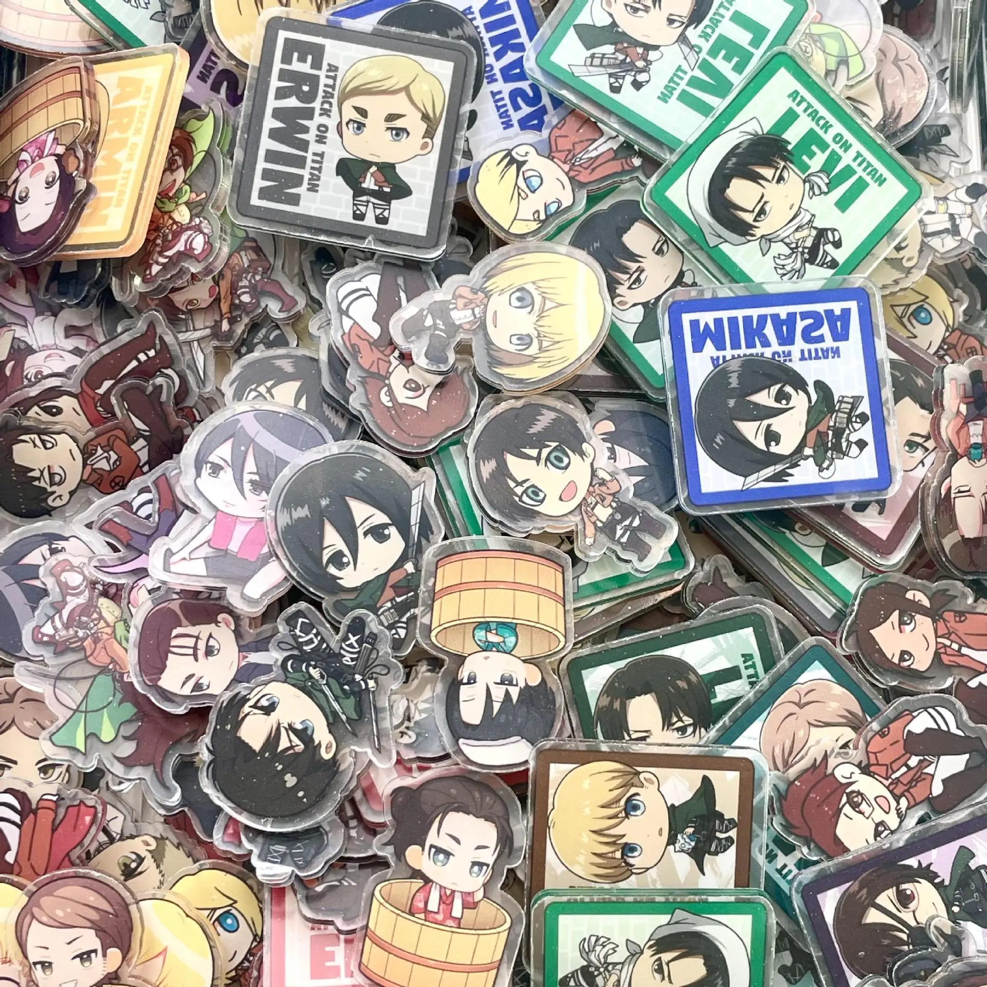 4cm 100/500g ONE PIECE Jujutsu Kaisen Demon Slayer Acrylic Cartoon Series Handmade DIY Keychain PP Clip Accessories Material image 3