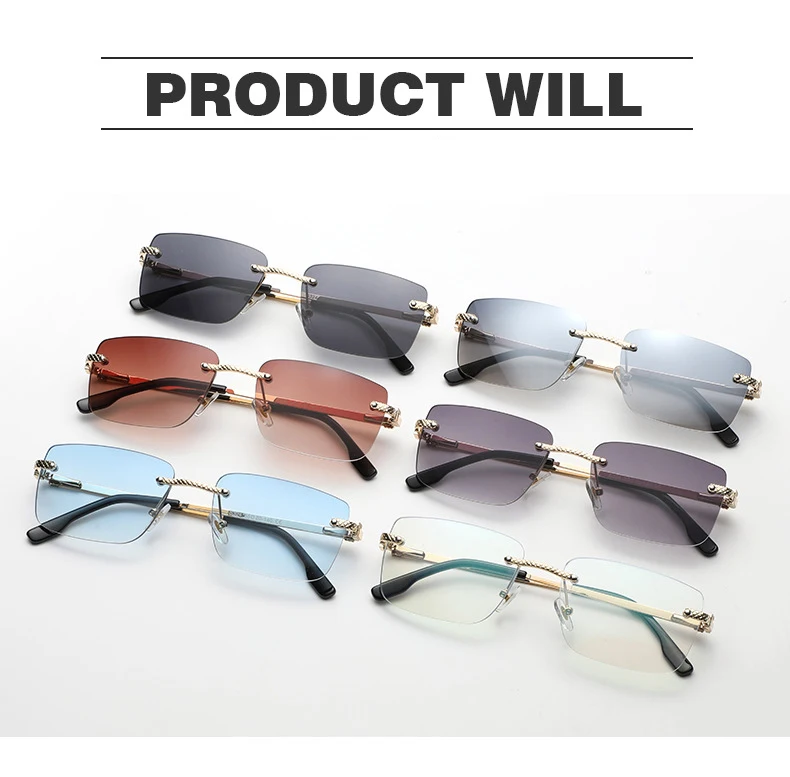 

Luxury Brand Rectangle Sunglasses Women Rimless Small Sun Glasses Men Female Male gafas de sol Glasses Shades Eyewear UV400