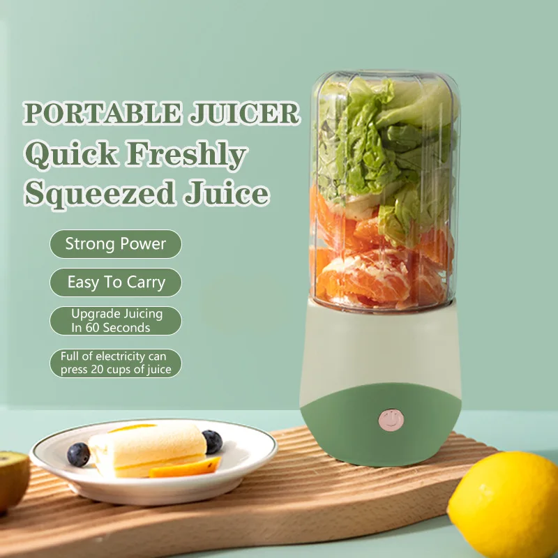 2024 New Portable Wireless Small Juicer 4-blade Strong Power Fast Crush Automatic Cleaning Function 1500mAh Battery Juice Cup