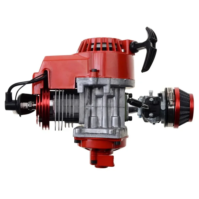 Motorcycle Modified Engine Red with Pull Starter Carburetor Filter Replacement 2 Stroke