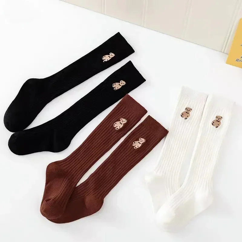 1 Pair Cute Kids Sock Lovely Fashion Cartoon Bear Knee High Sock for Toddler Girl Spring Autumn Thin Cotton Children Calf Sock