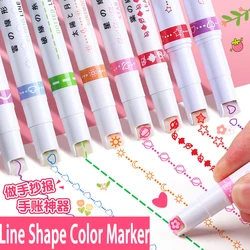 24/3 PCS Kawaii Flowers Line Shaped Highlighter Pens Roller Tip Curve Liner Marker for Writing Journaling Drawing Stationery