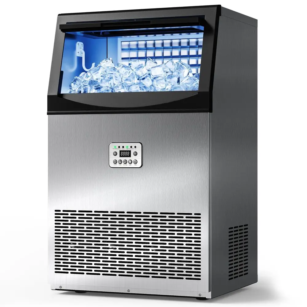 

Ice Maker Machine, 110LBS 24H with 33LBS Large Storage Capacity, 50 Ice Cubes 15 Mins, Ice Machine with SelfCleaning, Custom