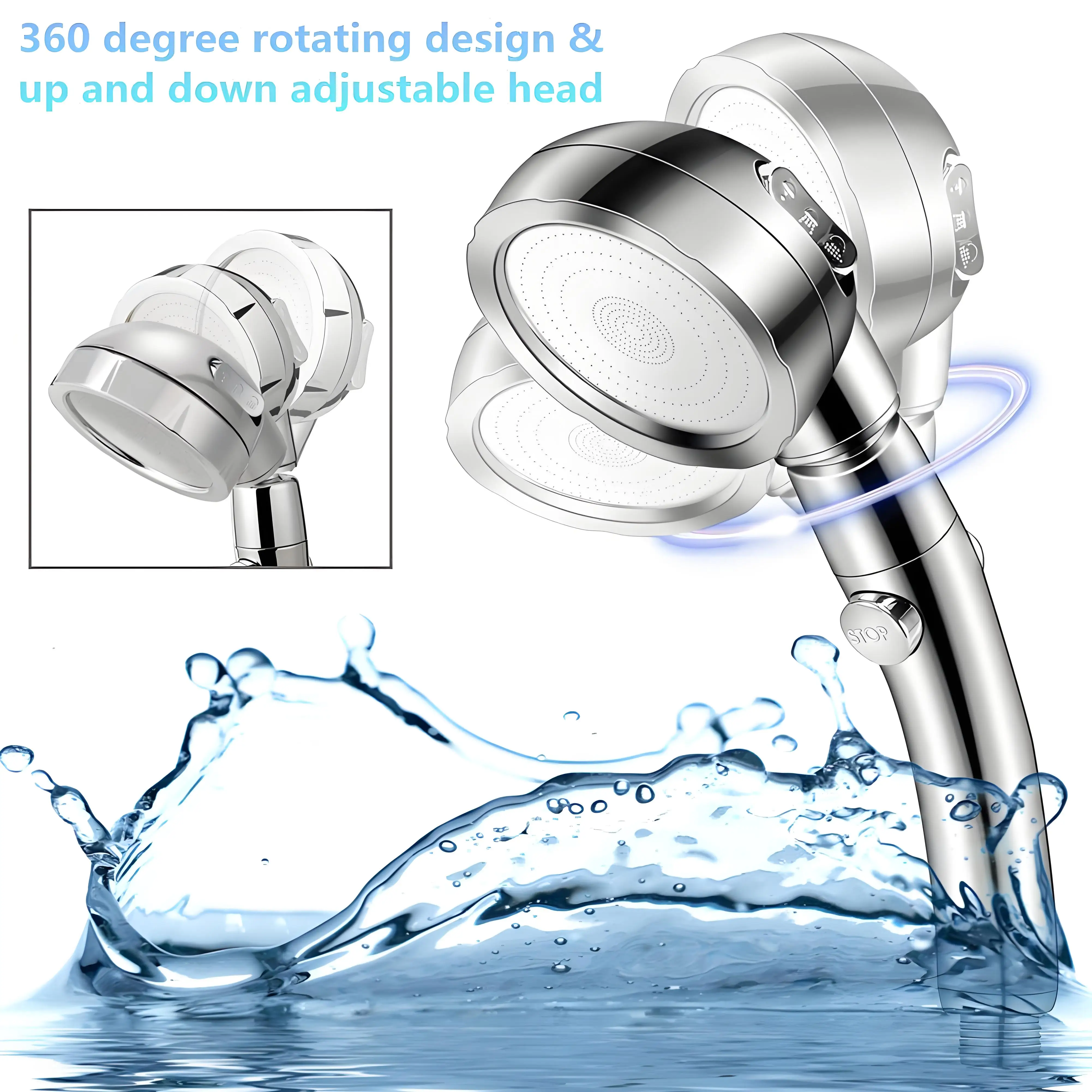 

High Pressure Handheld Shower Head, 3-Spray Modes with Water Saving & Pause Switch - Detachable Shower Head for Strong Spray