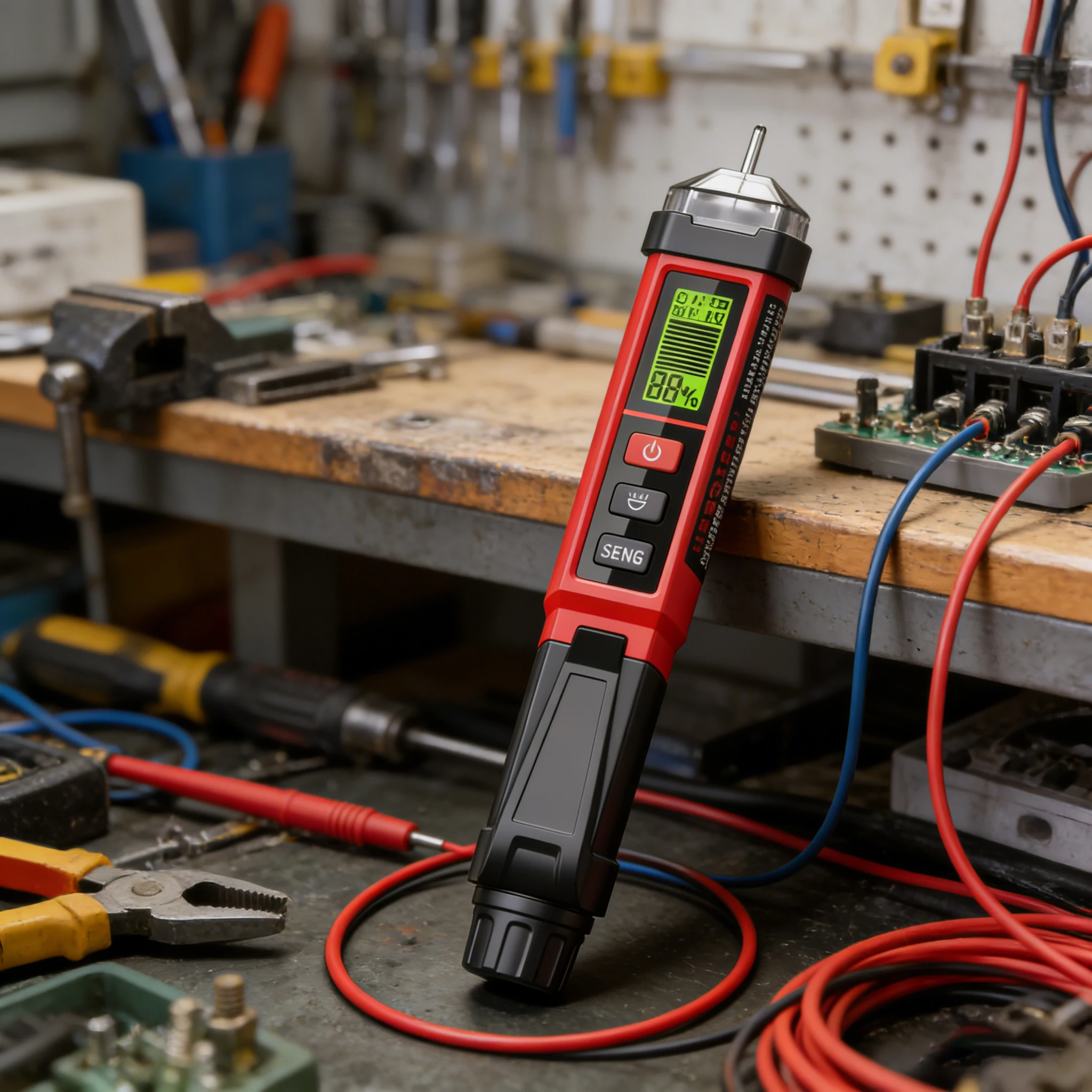 HABOTEST HT102B Non-Contact Voltage Tester with Dual Range AC 12V-1000V/70V-1000V Electrical Tester LCD Display Buzzer Alarm