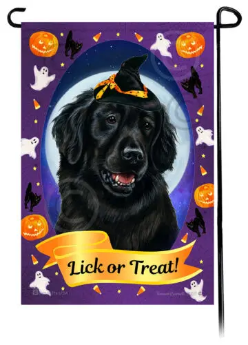 Flat Coated Retriever Halloween Howls Garden Flag