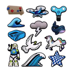 1 Pcs Original Lightning Waves Shoe Charm Decorations Pigeon Robot Drone Star Shape Sandal Upper Buckle Unicorn Clog Accessories