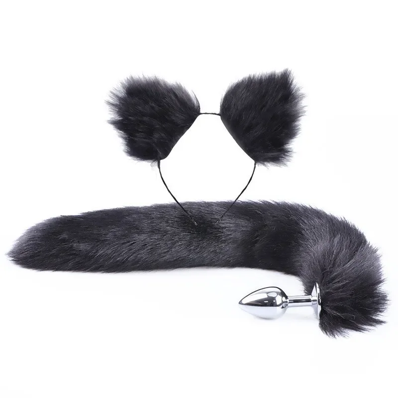 Cat Tail Anal Plug with Hairpin Bdsm Toy Flirting Metal Butt Plug Tail Sex Toys for Woman Man Couples Cosplay Adult Game Shop