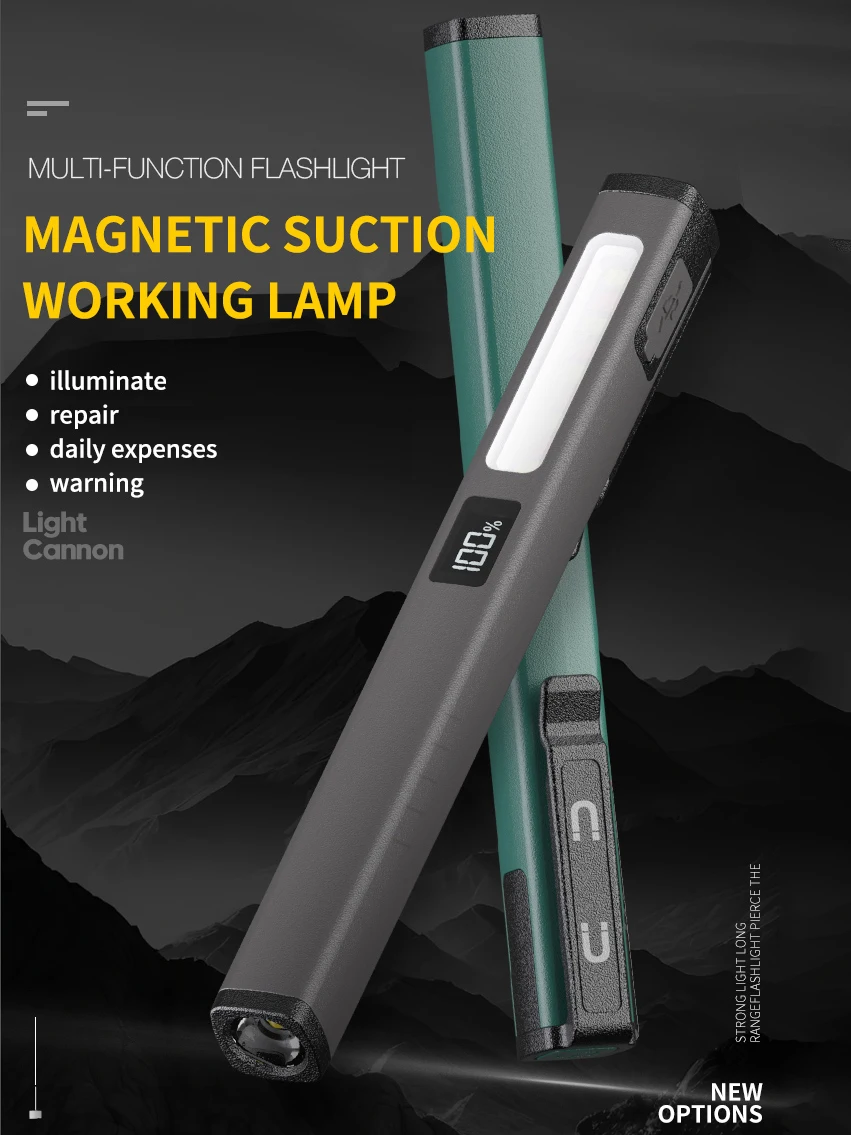 【セール中】充電式ペンライト懐中電灯 LED ペン懐中電灯ポケットライトキャンプ作業修理屋外小型ミニ Cob ライトマグネット