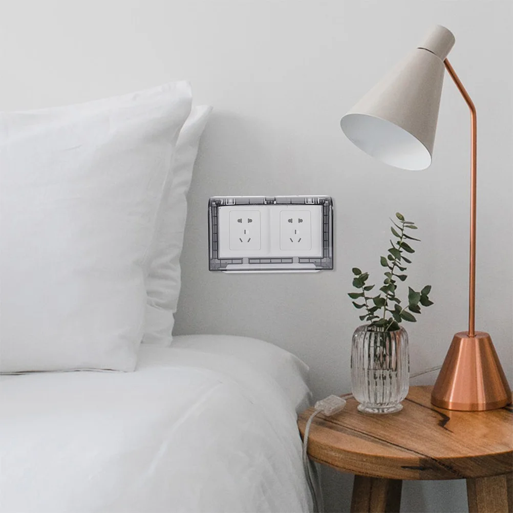 

2Pcs Waterproof Socket Box Dual-Socket Cover Stick on Indoor Outlet Protection Safe Splash-Proof Cover for Bathroom Electrical