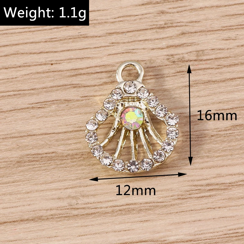 10 Stück niedliche, gemischte Kristall-Metall-Schildkröten- und Fischschalen-Anhänger für die Schmuckherstellung, Ohrhänger, Halsketten, DIY-Bastelarbeiten und Accessoires – Detail 11