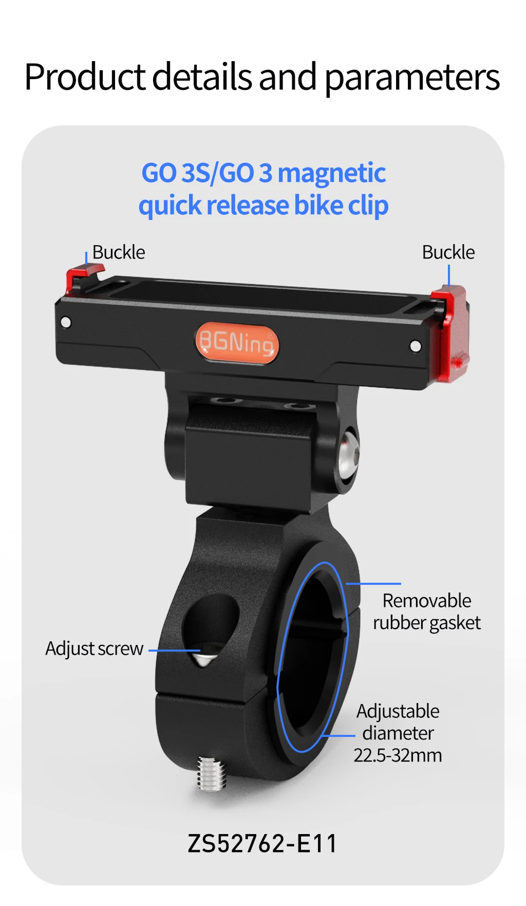 GO3 GO3S Magnetische Schnellwechselhalterung, verstellbare Aluminium-Lenkerhalterung für Insta360 Go 3/3S Fahrrad- und Motorradkamerahalter – Detail 19
