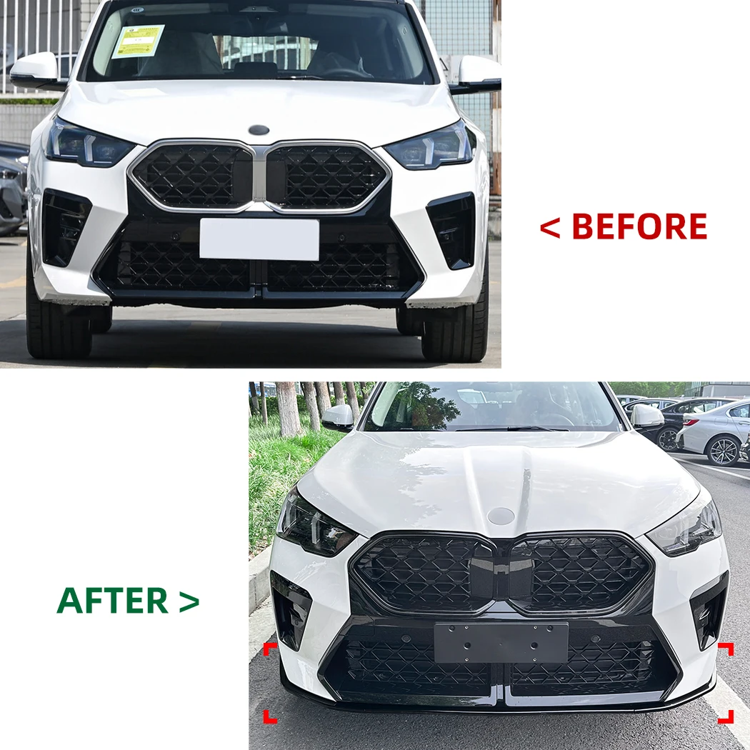 Car Three Stage Front Spoiler For BMW X2 U10 M Sport MP 2023+ Front Bumper Lip Splitter Body Guard Decoration Cover Accessories