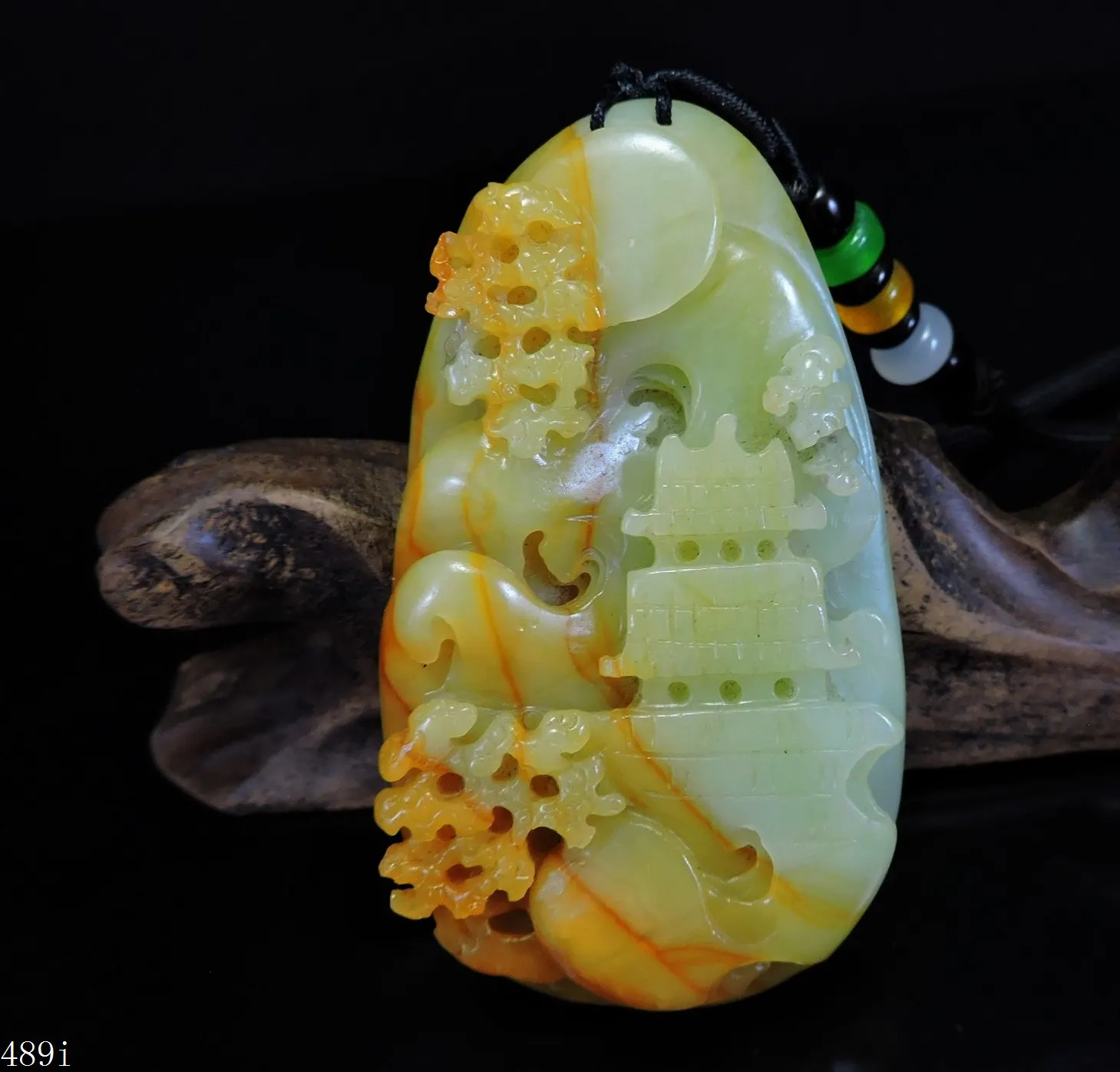 

Jade Jewelry Natural Jade Pendant Necklace Hand-Carved landscape Jadeite Necklace Pendant Gift No Treatment 489i