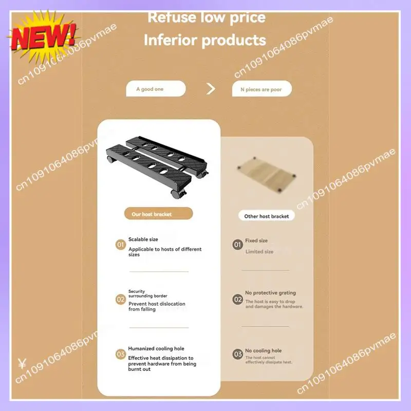 T24C Verstellbarer mobiler PC-Turmständer, Teleskop-CPU-Halter mit Rollen, Desktop-Computerwagen B