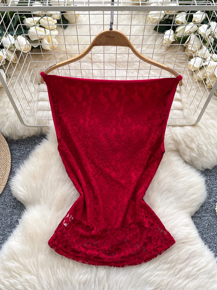 

Женский кружевной жилет на одно плечо, тонкий летний топ для похудения, модный модный бюстье длиной рта