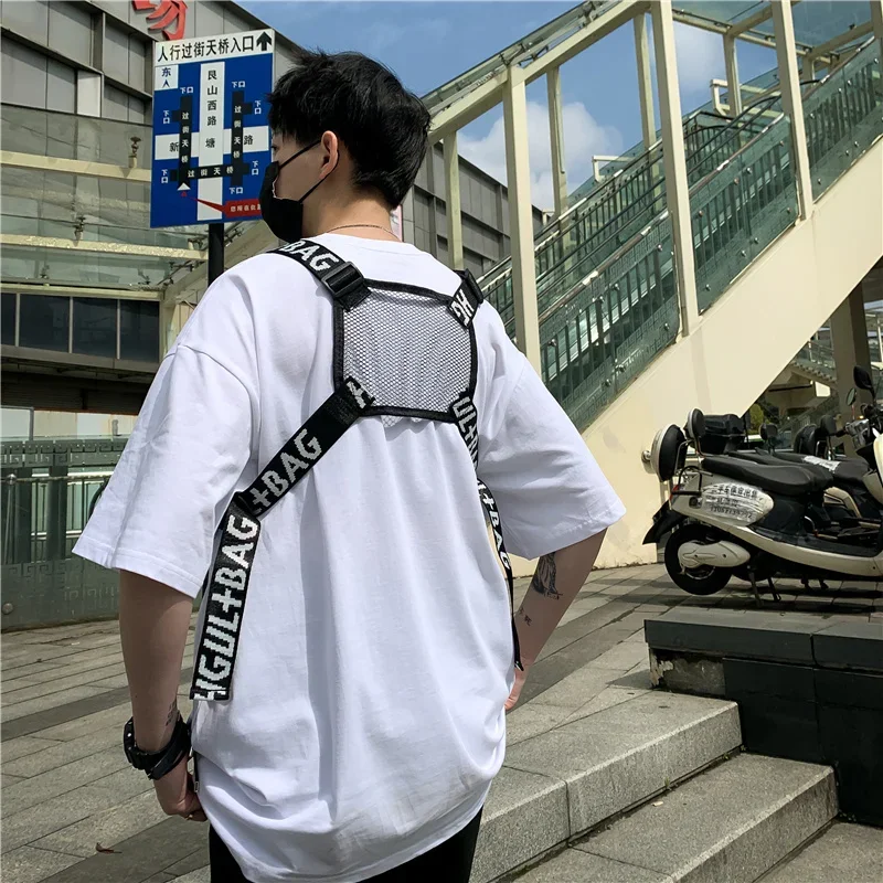 Unisex Vest Bag Fashion Canvas Men\'s Chest Bag Hip Hop Streetwear lovers 2024 NEW Rig Bags Pocket Wallet Kanye Waist bag for Men