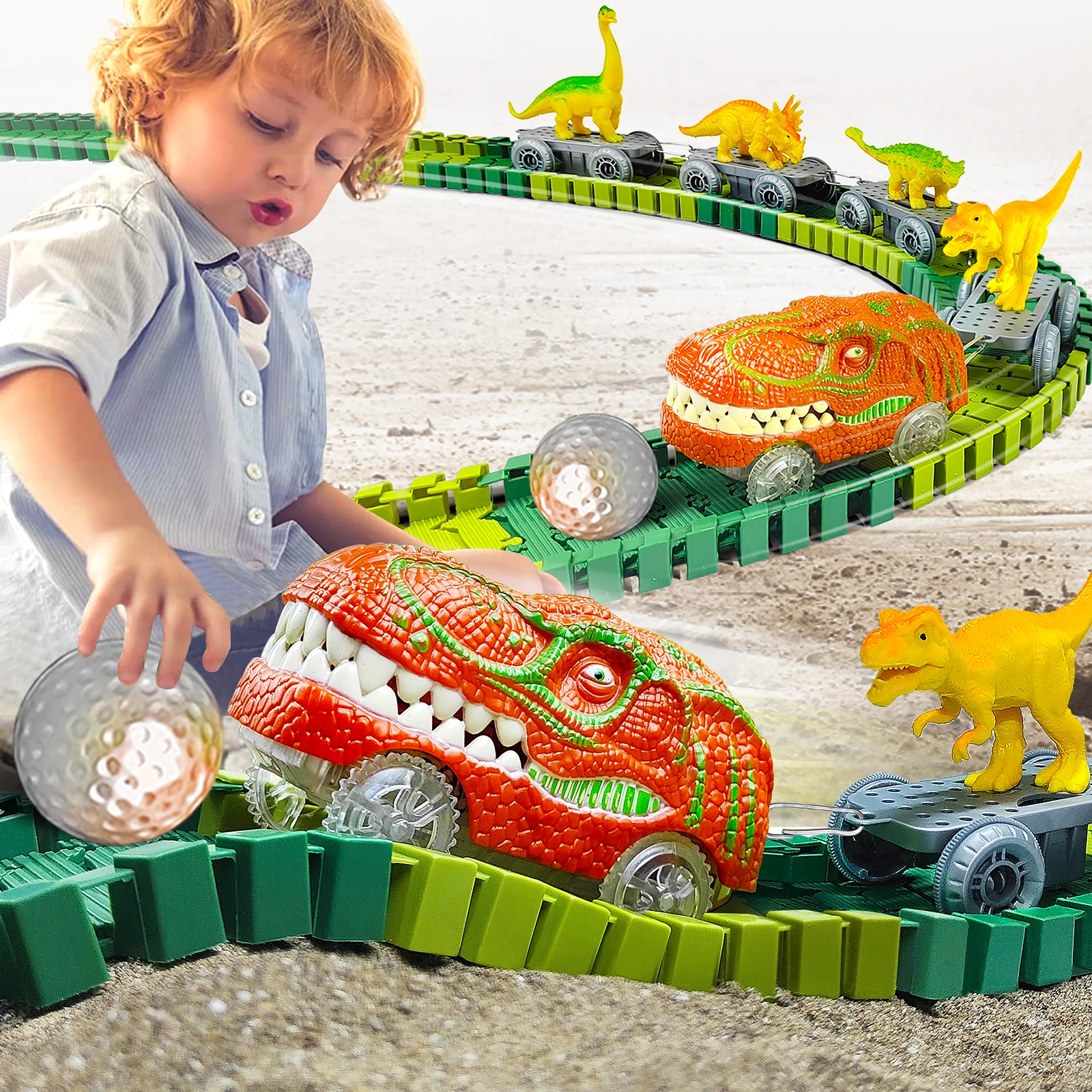 

Magical Racing Track Train Set DIY Luminous Glowing Flexible Railway Track Cars Educational Toys for Children Boys Gifts