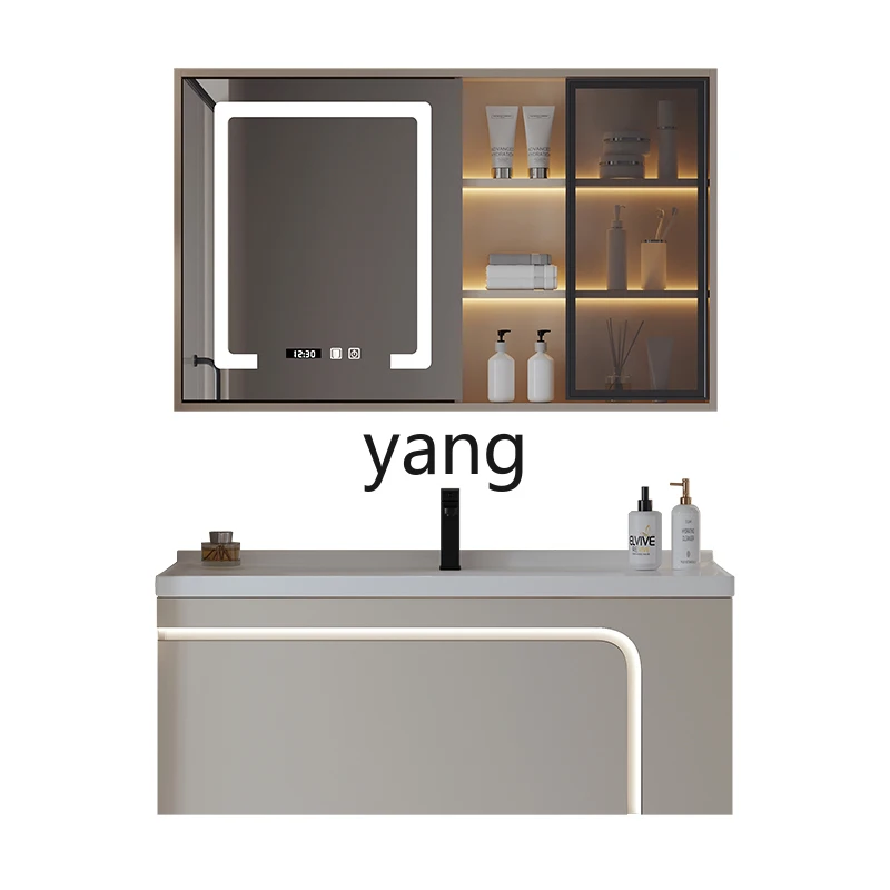 

Lmm ceramic integrated basin bathroom cabinet combined toilet hand wash washbasin cabinet