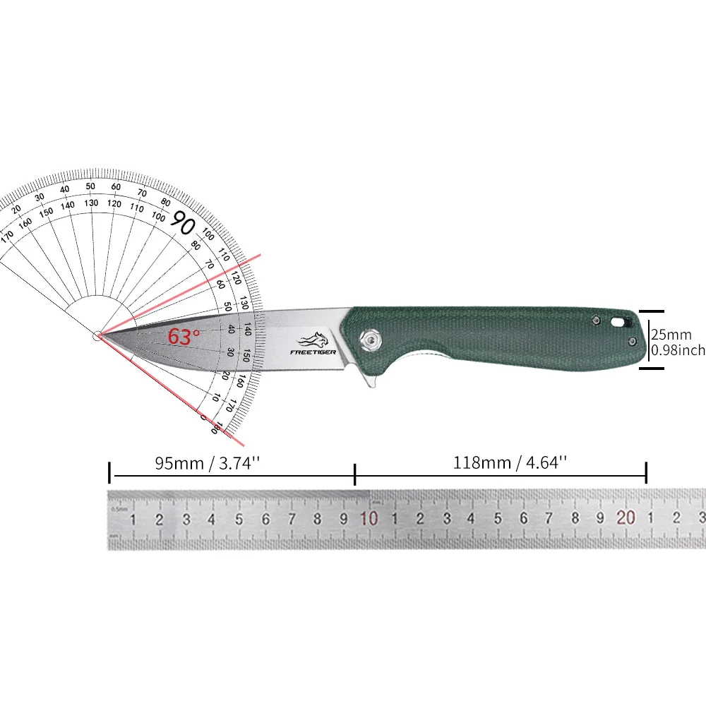 FREETIGER New Folding Pocket Knife D2 Blade Micarta Handle Outdoor Tools Camping Hunting Survival EDC Knives For Men-  FT923