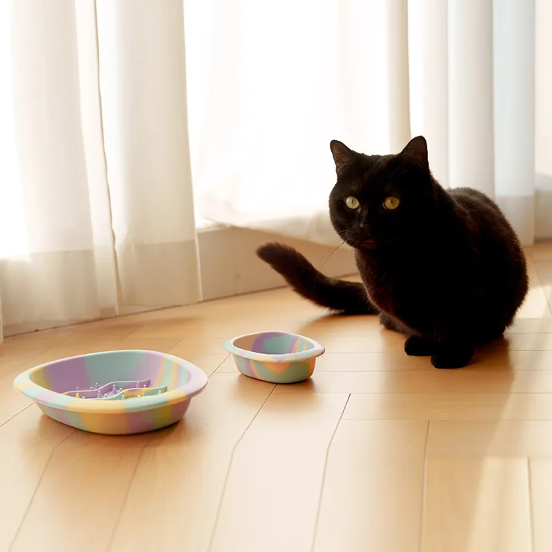 

Colorful Silicone Pet Slow Feeder Bowl for Small Dogs Cats Anti-Choke Non-Slip Food Dish Puppy Kitten Feeding Bowl