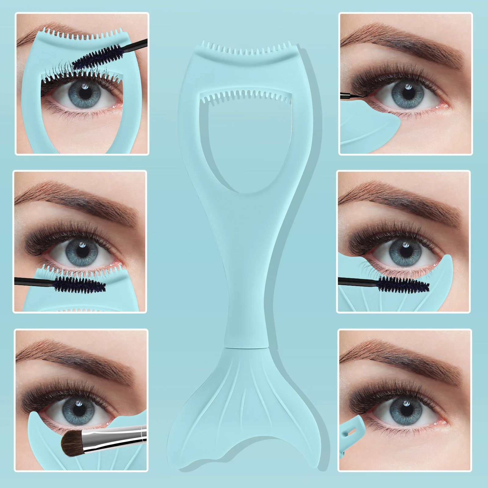 3 stuks wimperkam mascara guard schild applicator zeemeermin vorm make-up tool wimper mascara schild bescherming oog