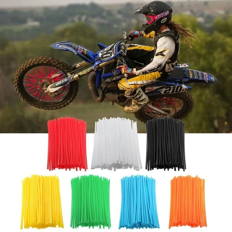 72Pcs Motorcycle Wheel Spoked Protector Wraps Rims Skin Trim Covers Pipe For Motocross Bicycle Bike Cool Accessories 11 Colors